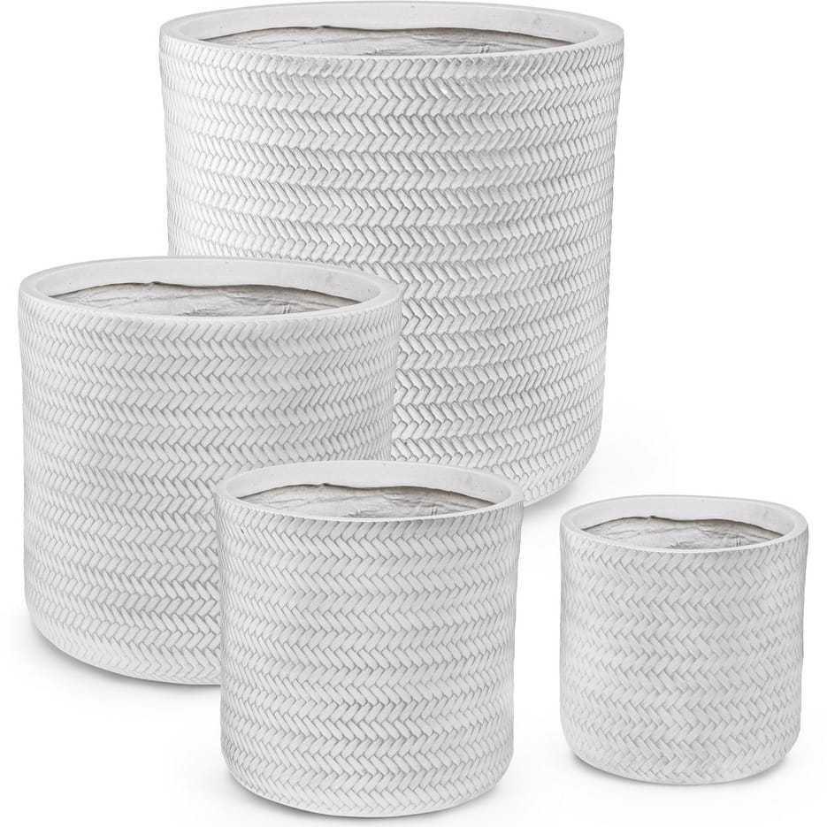 mutoni Jardinière Tressage blanc (lot de 4)  