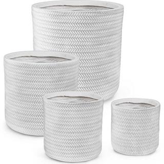 mutoni Jardinière Tressage blanc (lot de 4)  