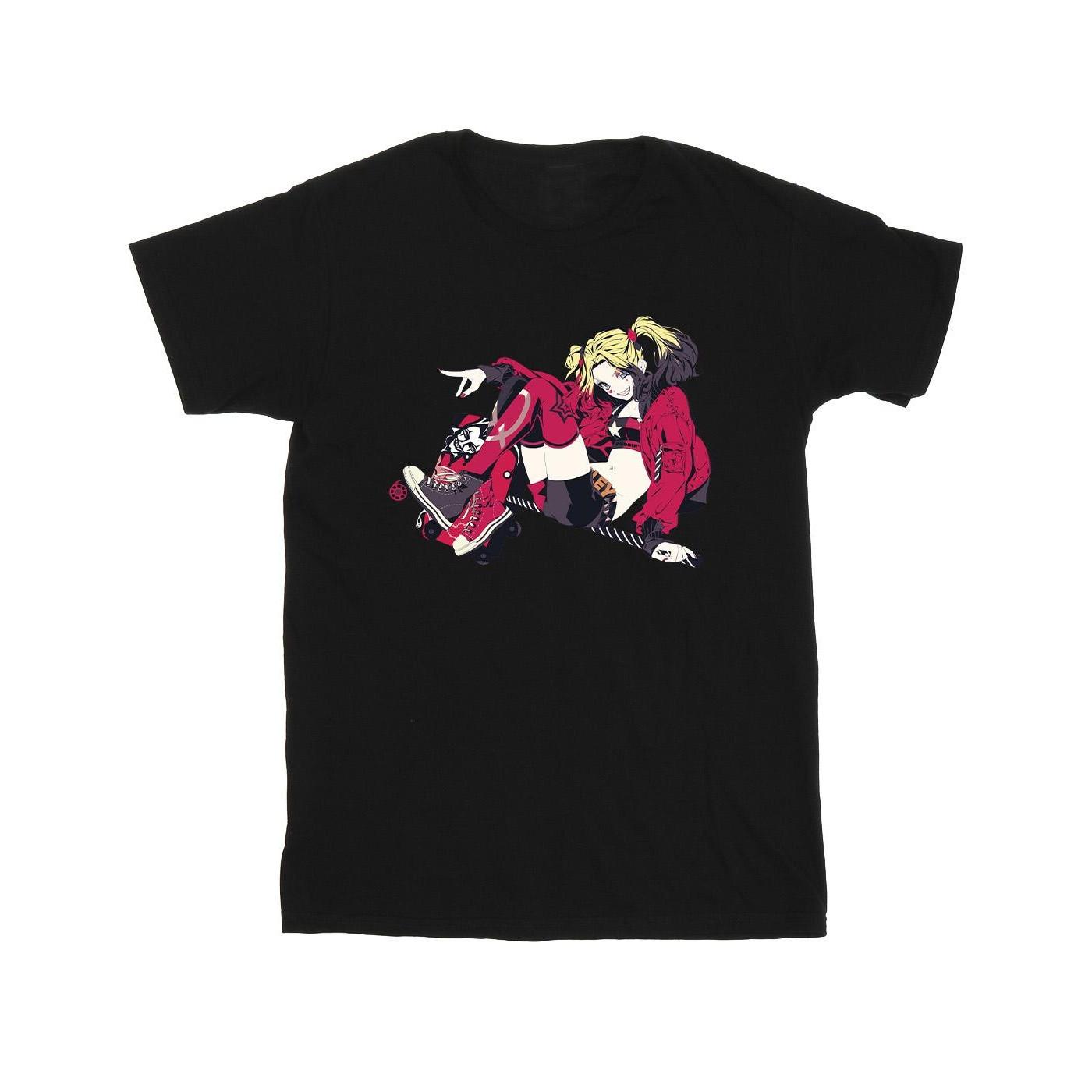 Image of Harley Quinn Rollerskates Tshirt Mädchen Schwarz 140/146