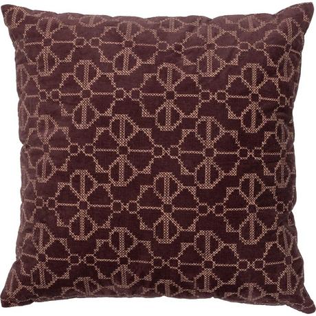 mutoni Coussin velours pochoir avec broderie Vin 45x45  