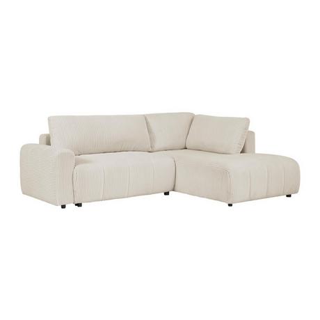 Vente-unique Canapé d'angle droit convertible en velours côtelé beige RICIA  