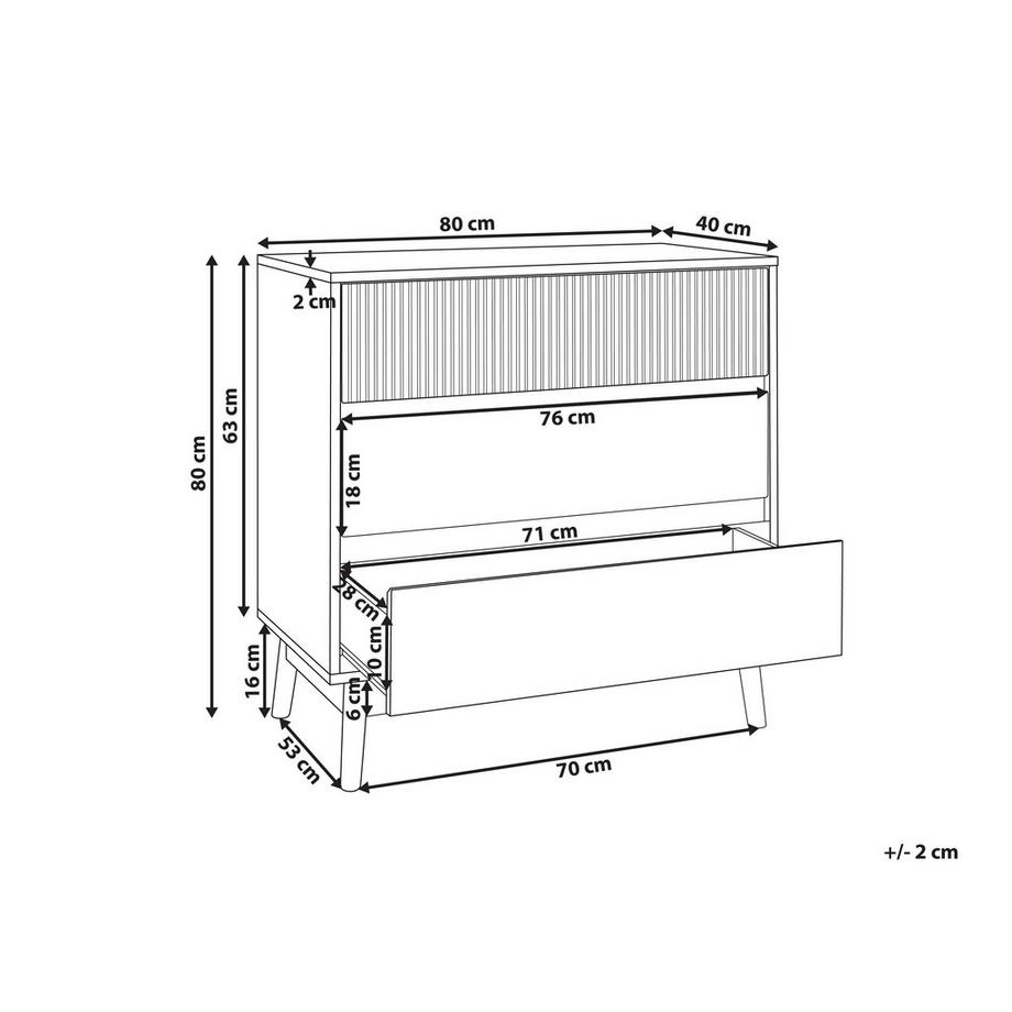 Beliani Kommode mit 3 Schubladen aus MDF-Platte Rustikal WALES  