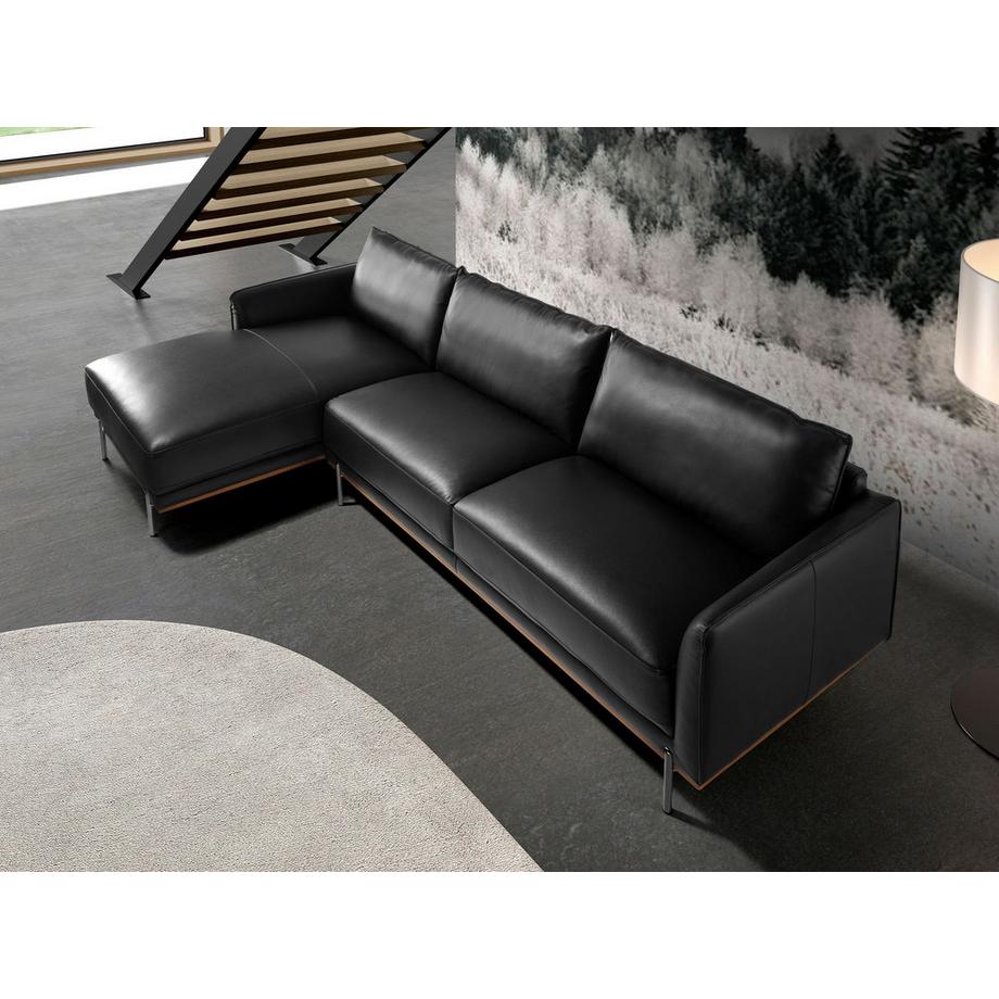 ANGEL CERDA Divano chaise longue sinistro in pelle nera  