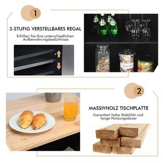 Northio Îlot de Cuisine avec Rangement Chariot de Service Roulant en Bois d'Hévéa 88 x 46 x 89,5 cm Noir  