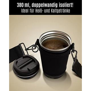 Only-bags.store  Cupholder Set - Cupholder und Thermobecher zum Umhängen - Neopren Cupholder mit verstellbarem 