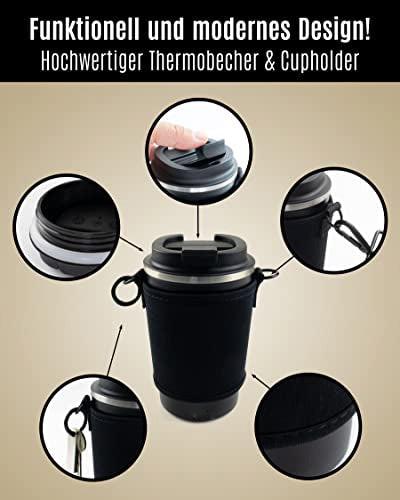 Only-bags.store  Cupholder Set - Cupholder und Thermobecher zum Umhängen - Neopren Cupholder mit verstellbarem 