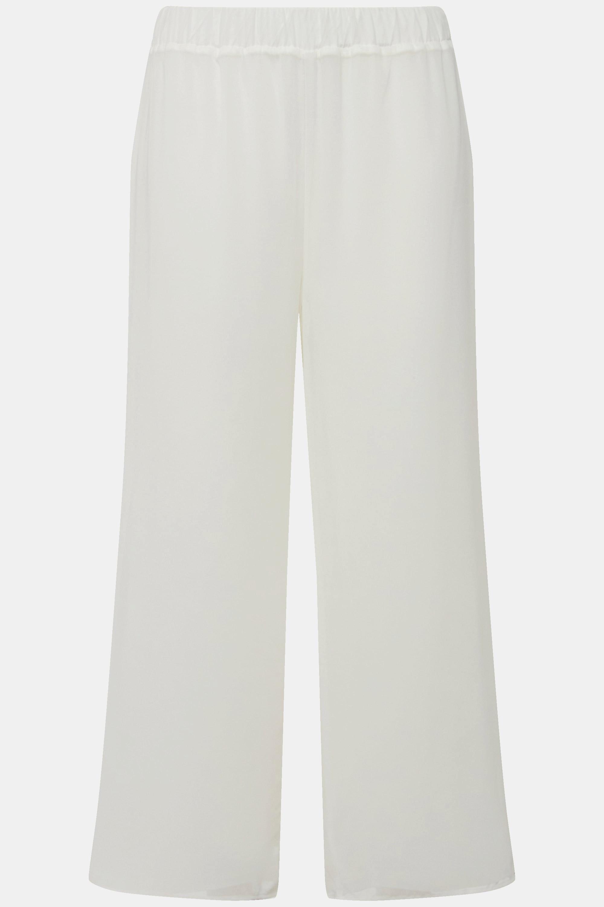 Ulla Popken  Pantalon double épaisseur, jersey et doublure en mousseline. Jambe large et taille élastique. 