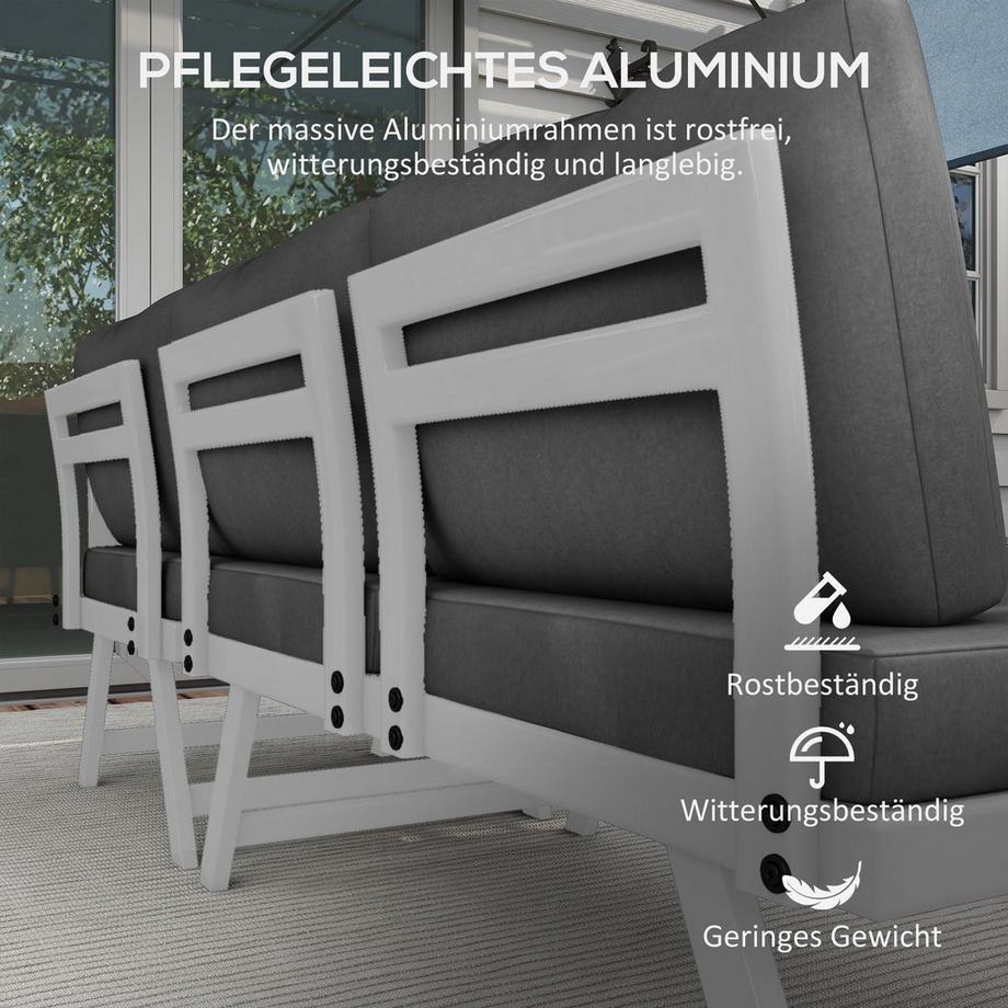 Northio 4-Tlg. Gartenmöbel-Set, Balkonmöbel-Set Mit Ecksofa, Doppelsofa, Couchtisch, Gartenlounge-Set Mit Sitzkissen, Grau  