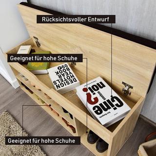 Northix Schuhbank Schuhkommode Schuhablage mit Sitzkissen Holz 104 x 48 x 30 cm Weiß/Natur-Natur  