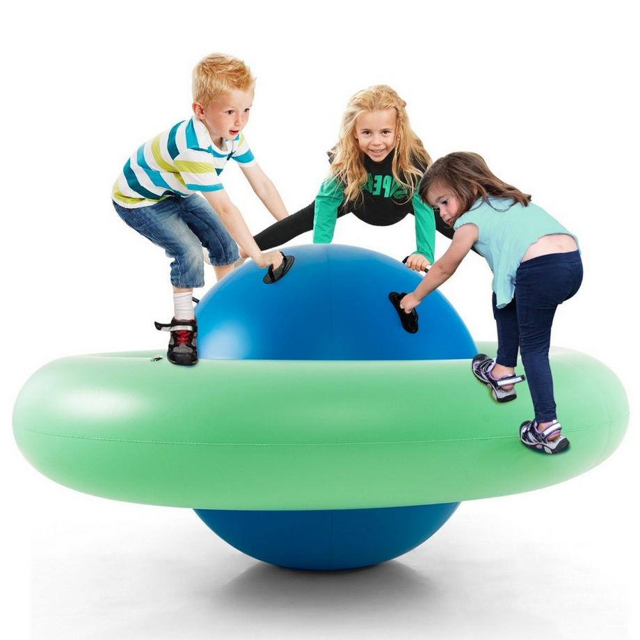 Northix  Aufblasbare Kuppelwippe für Kinder 223 cm große Kinderwippe zum Rollen Grün + Blau 
