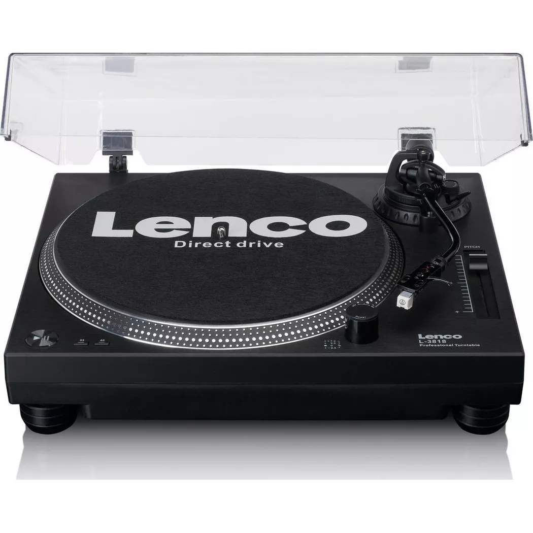 Lenco - L-3818BK Plattenspieler, schwarz, Noir