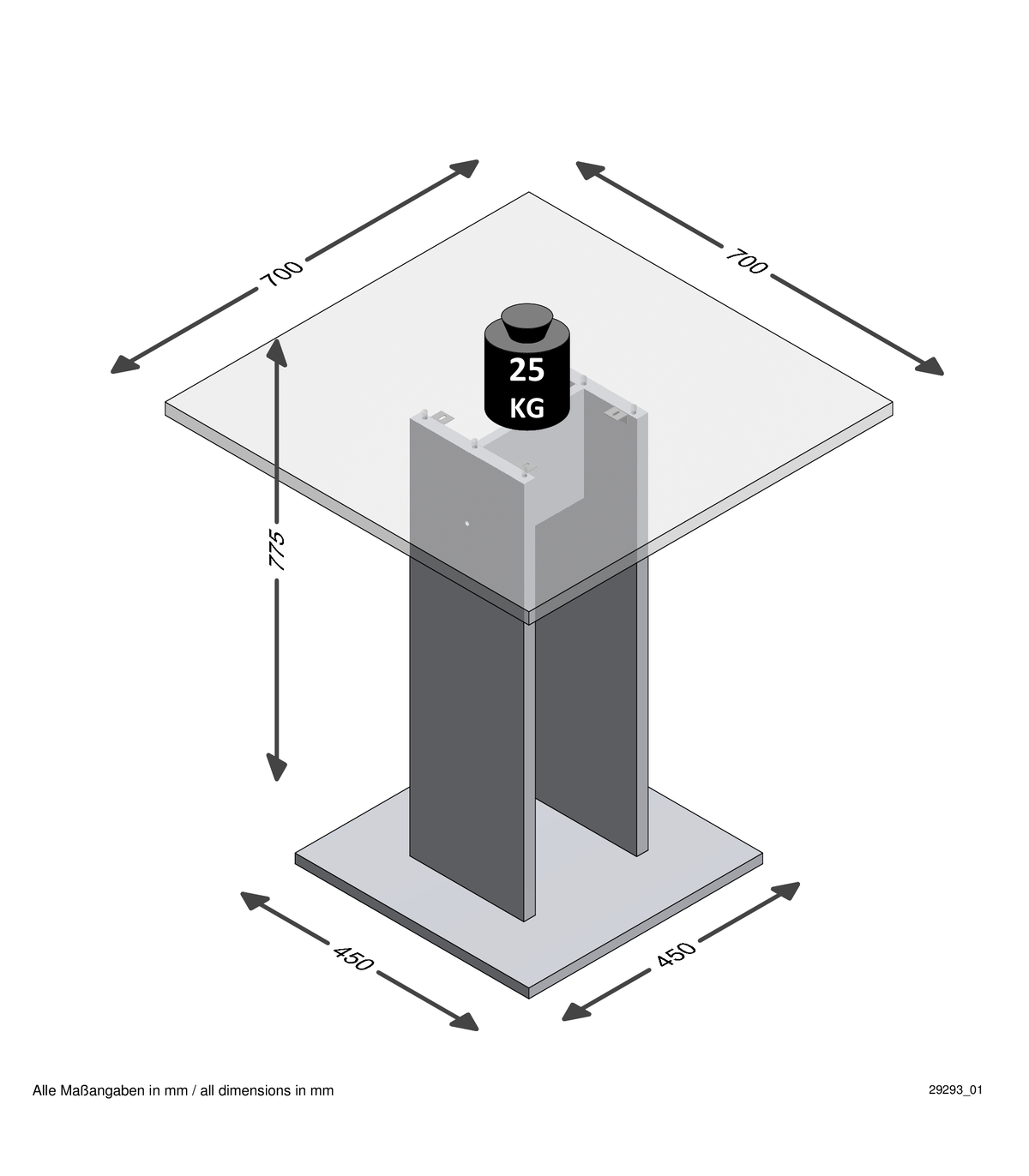 Calicosy Table de Salle à Manger Carrée 70x70cm - Bandol  