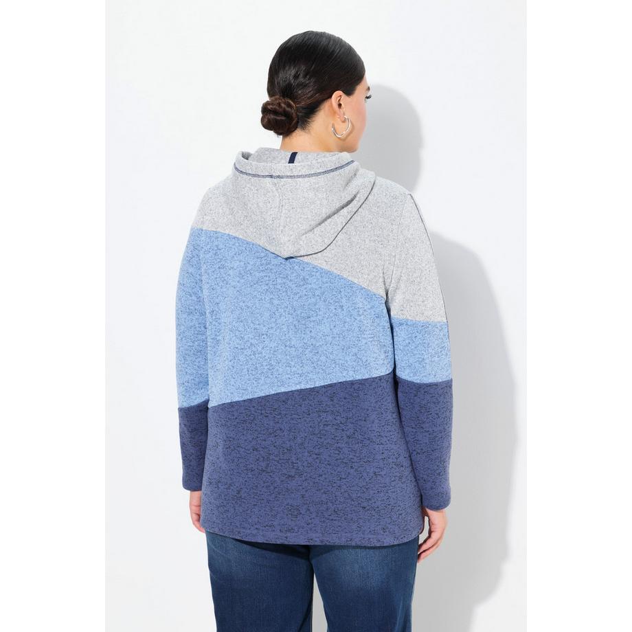 Ulla Popken Veste en maille polaire Capuche Fermeture zippée Bleu atlantique  