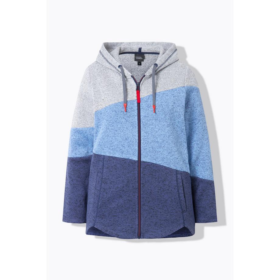 Ulla Popken Veste en maille polaire Capuche Fermeture zippée Bleu atlantique  