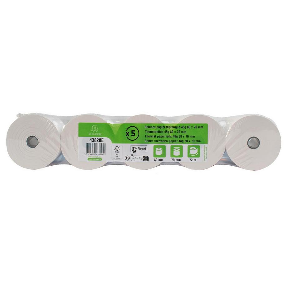 Exacompta Rotolo per cassa 80x60mm - 1 pli termico 55g/m2 senza Fenolo. - x 20  