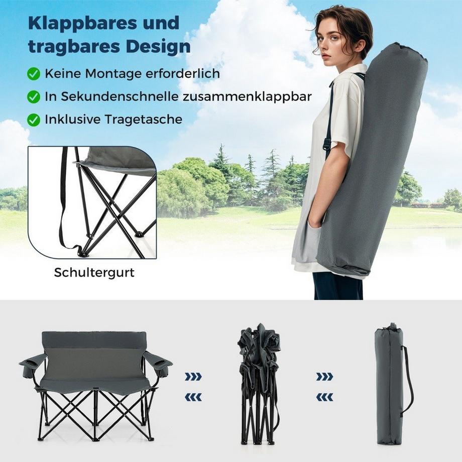 Northix Klappbarer Campingstuhl für zwei  
