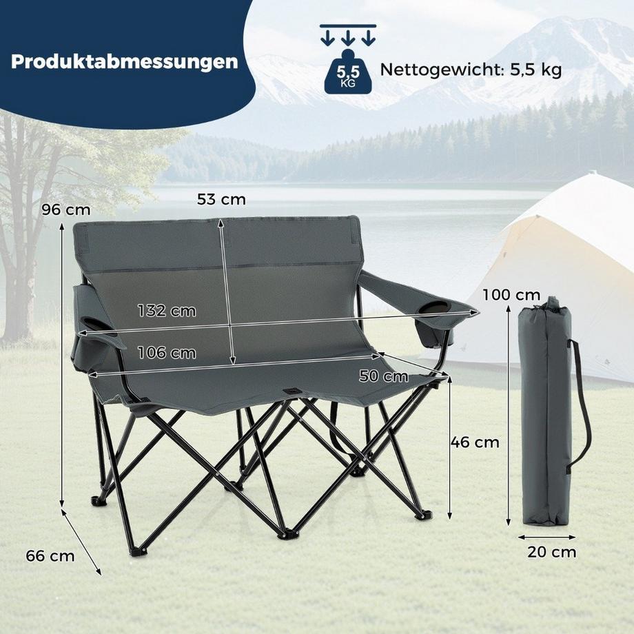 Klappbarer Campingstuhl für zwei