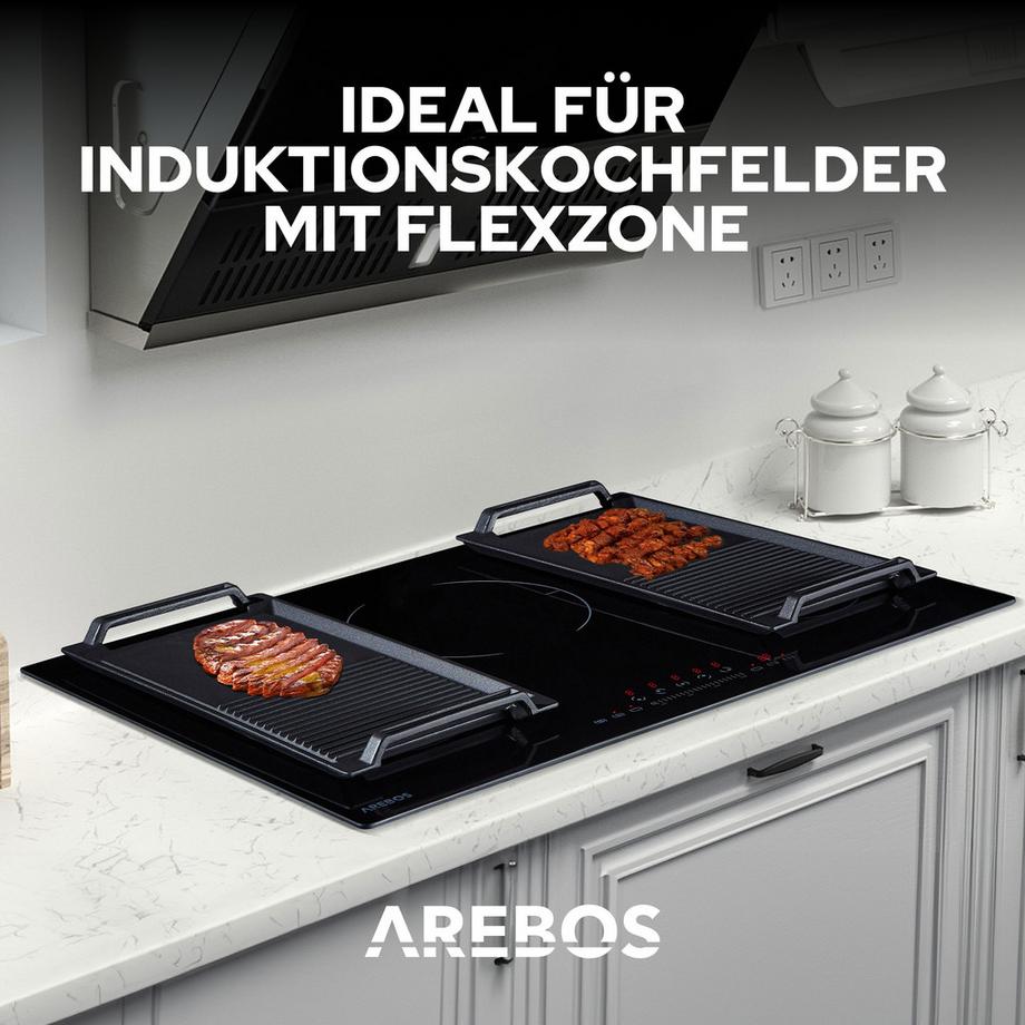 Arebos  Piastra per grigliare Piastra per grigliare a induzione Padella in ghisa BBQ 