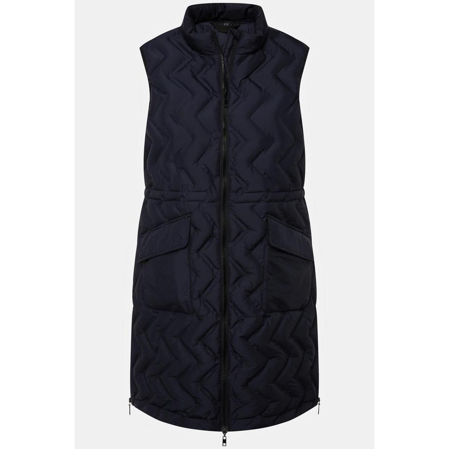 Ulla Popken Long Steppweste Zacken Stehkragen 2 Wege Zipper  