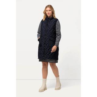 Ulla Popken  Long gilet HYPRAR, matelassage chevrons. Col montant et fermeture à glissière à double sens. 