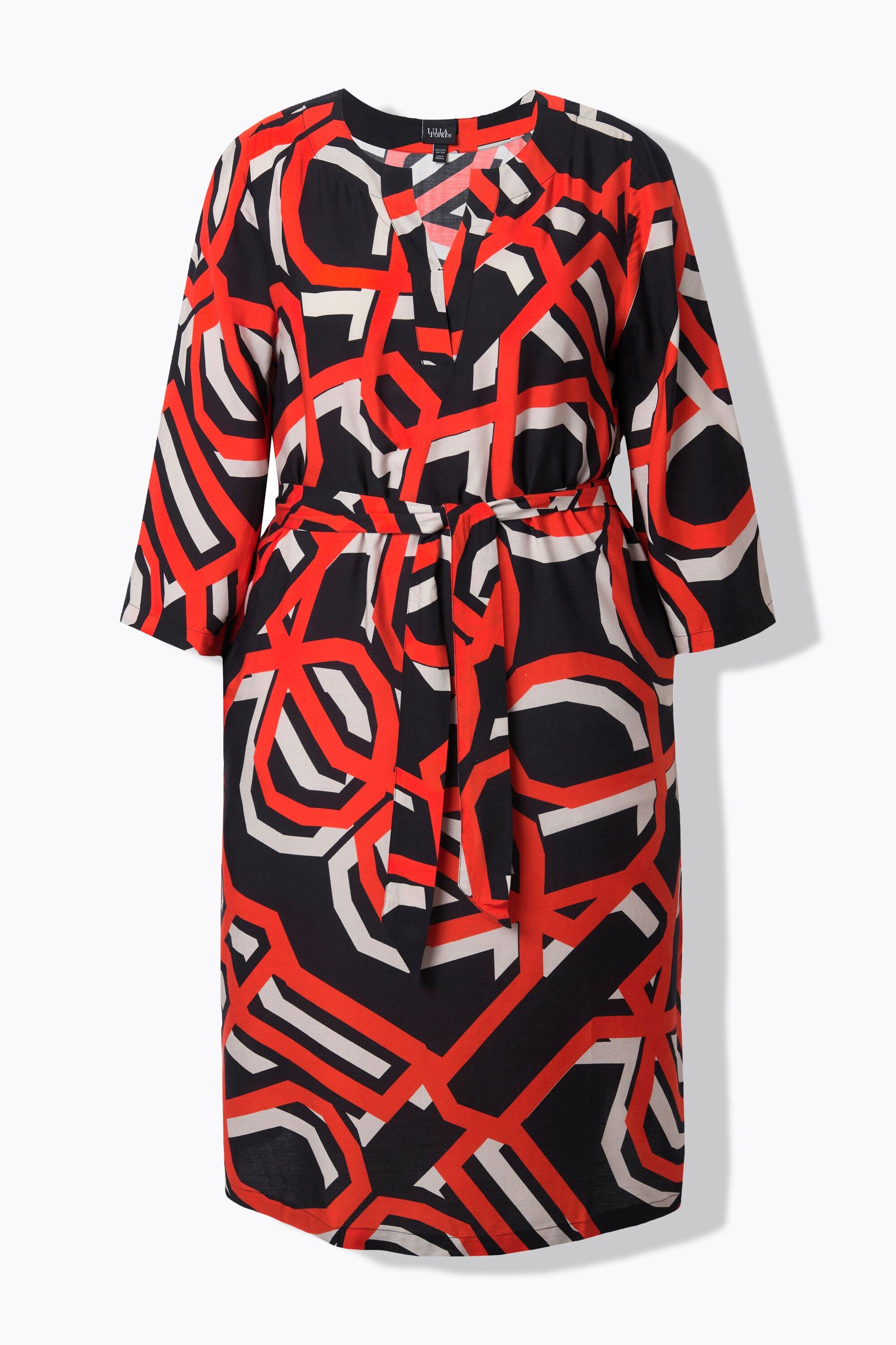 Ulla Popken Kleid Grafischer Druck Tunika Ausschnitt 3/4 Arm  