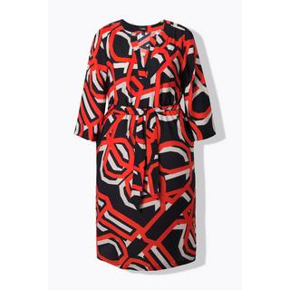Ulla Popken Kleid Grafischer Druck Tunika Ausschnitt 3/4 Arm  