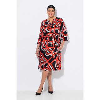 Ulla Popken Kleid Grafischer Druck Tunika Ausschnitt 3/4 Arm  