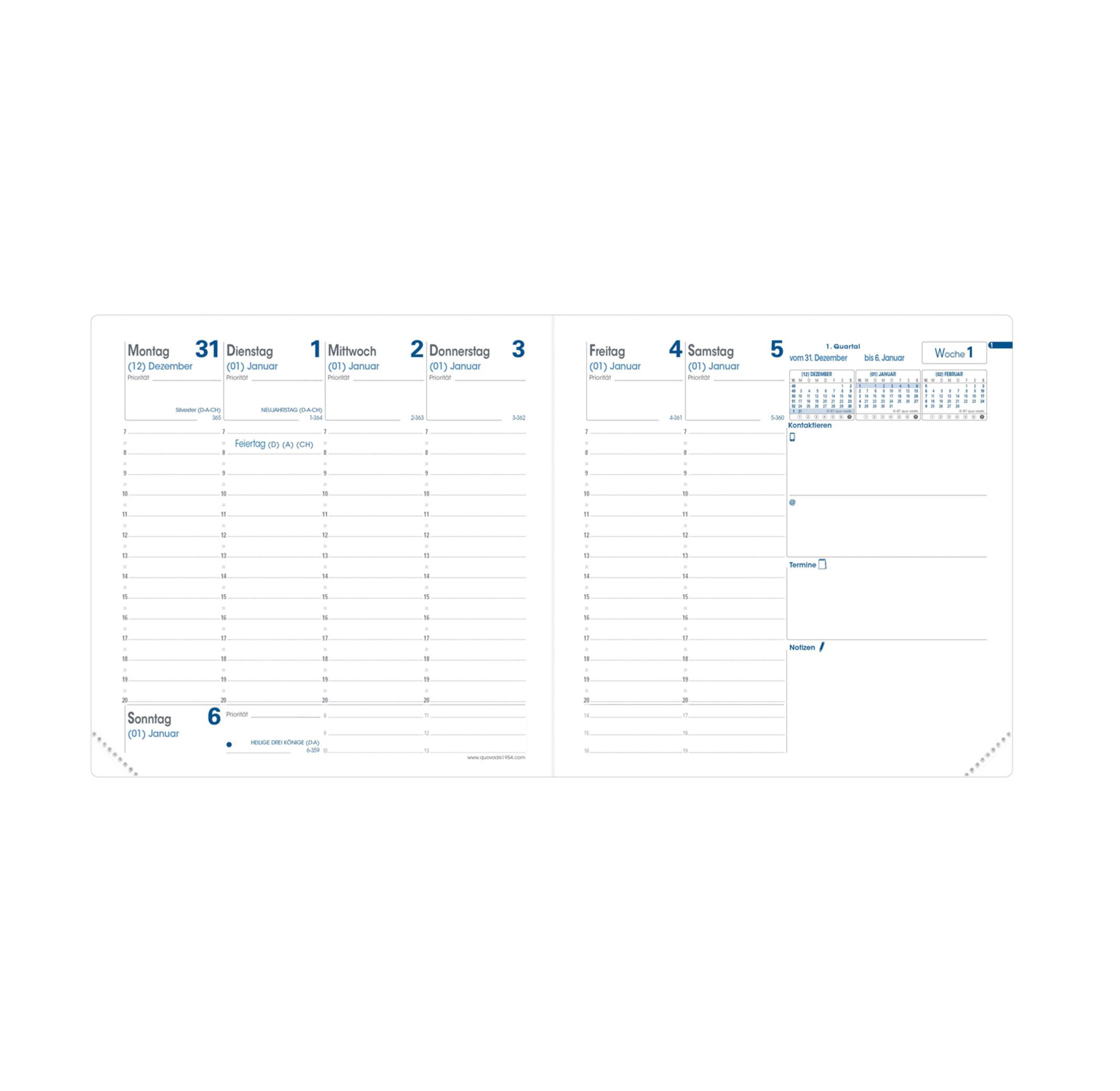 QUO-VADIS Quo Vadis - Agenda - 2025 - Esecutivo - Settimana Planning - Tedesco - Club - Marron - 13 mesi da dicembre a dicembre - 16x16 cm - Carta Clairefontaine Bianca - Fabricaziones francese  