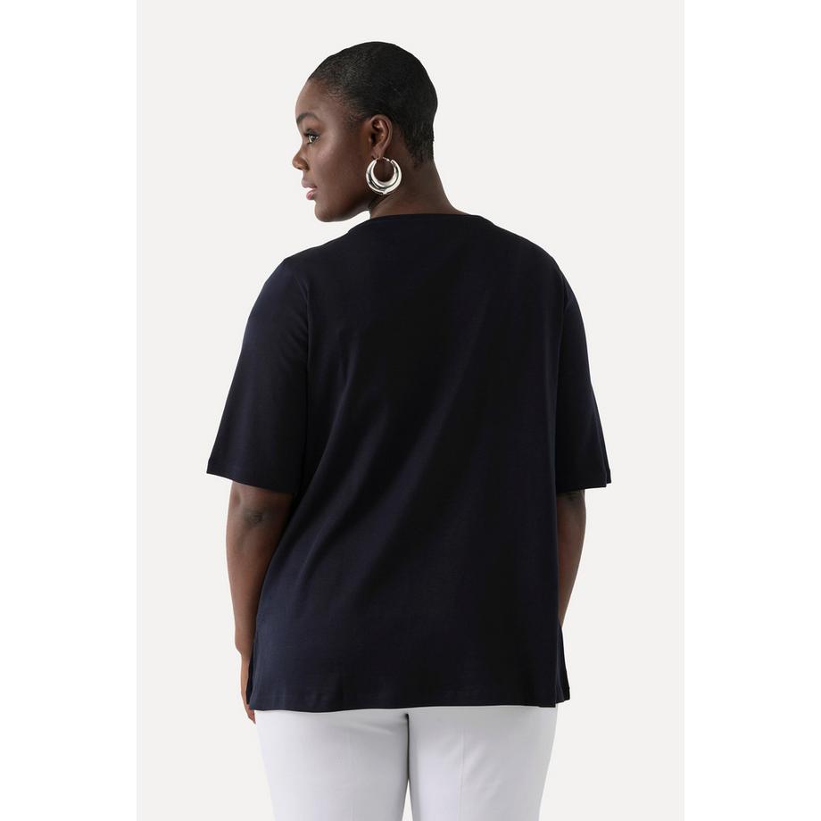 Ulla Popken T-Shirt Ligne A Col V Manches Courtes  