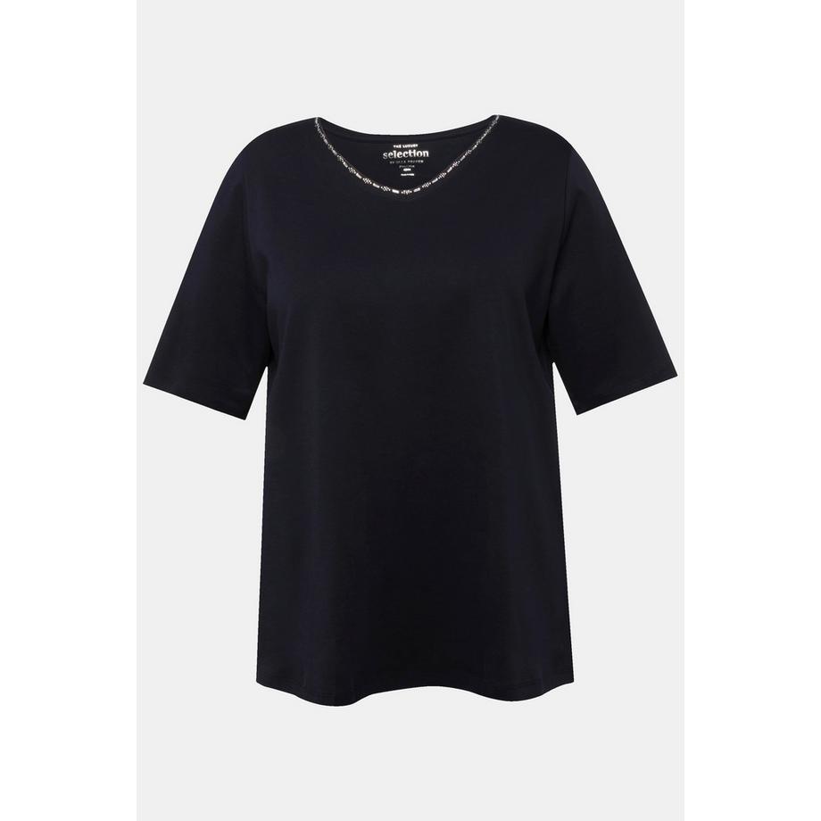 Ulla Popken T-Shirt Ligne A Col V Manches Courtes  