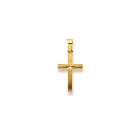 MUAU Schmuck  Anhänger Kreuz Gelbgold 750, 26x12mm 