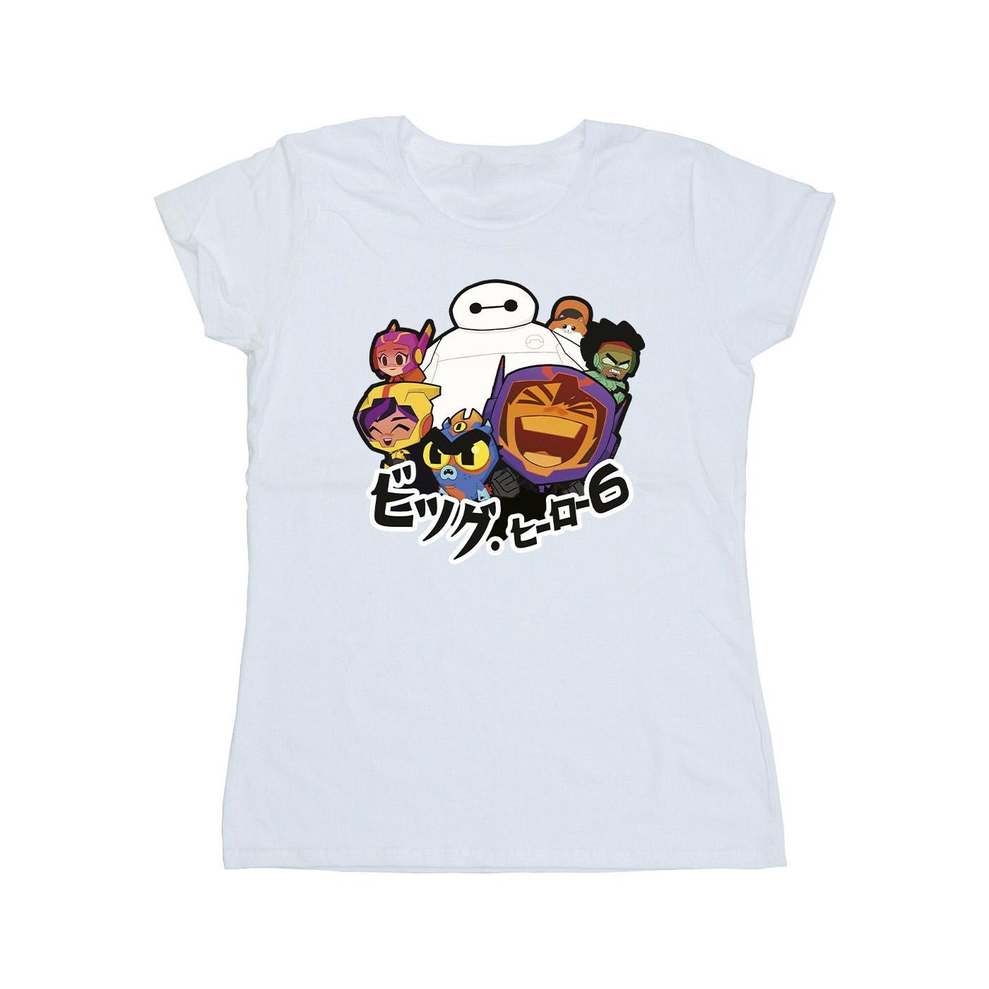 Image of Big Hero 6 Baymax Group Manga Tshirt Damen Weiss L