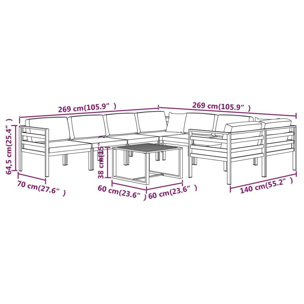 VidaXL set lounge giardino Alluminio  