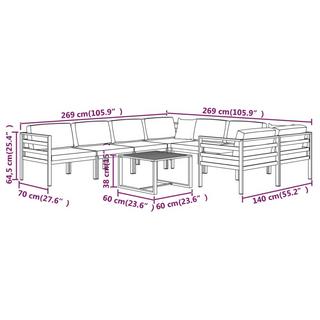 VidaXL set lounge giardino Alluminio  