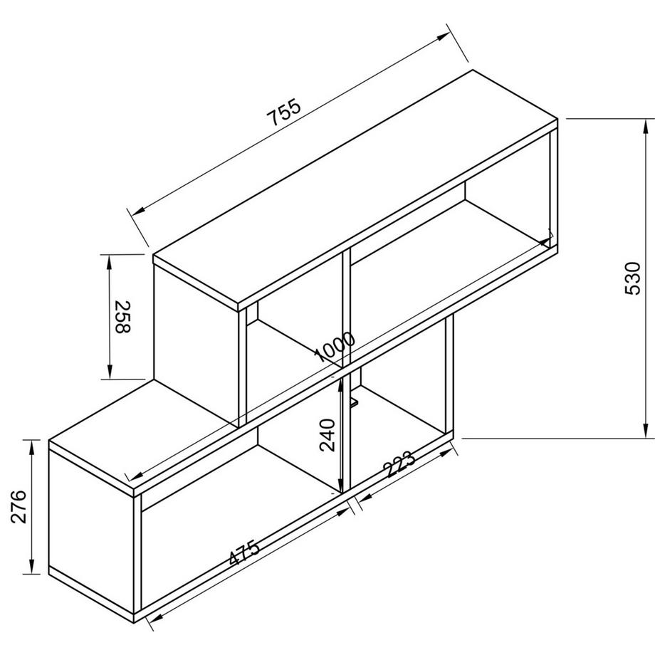 VCM Holzregal hängend | platzsparendes Regal | Maße: H. 53 x B. 100 x T. 20 cm| Elegantes Regal hängend | Aufbewahrungsregal | Bücherregal | Wandboard -  