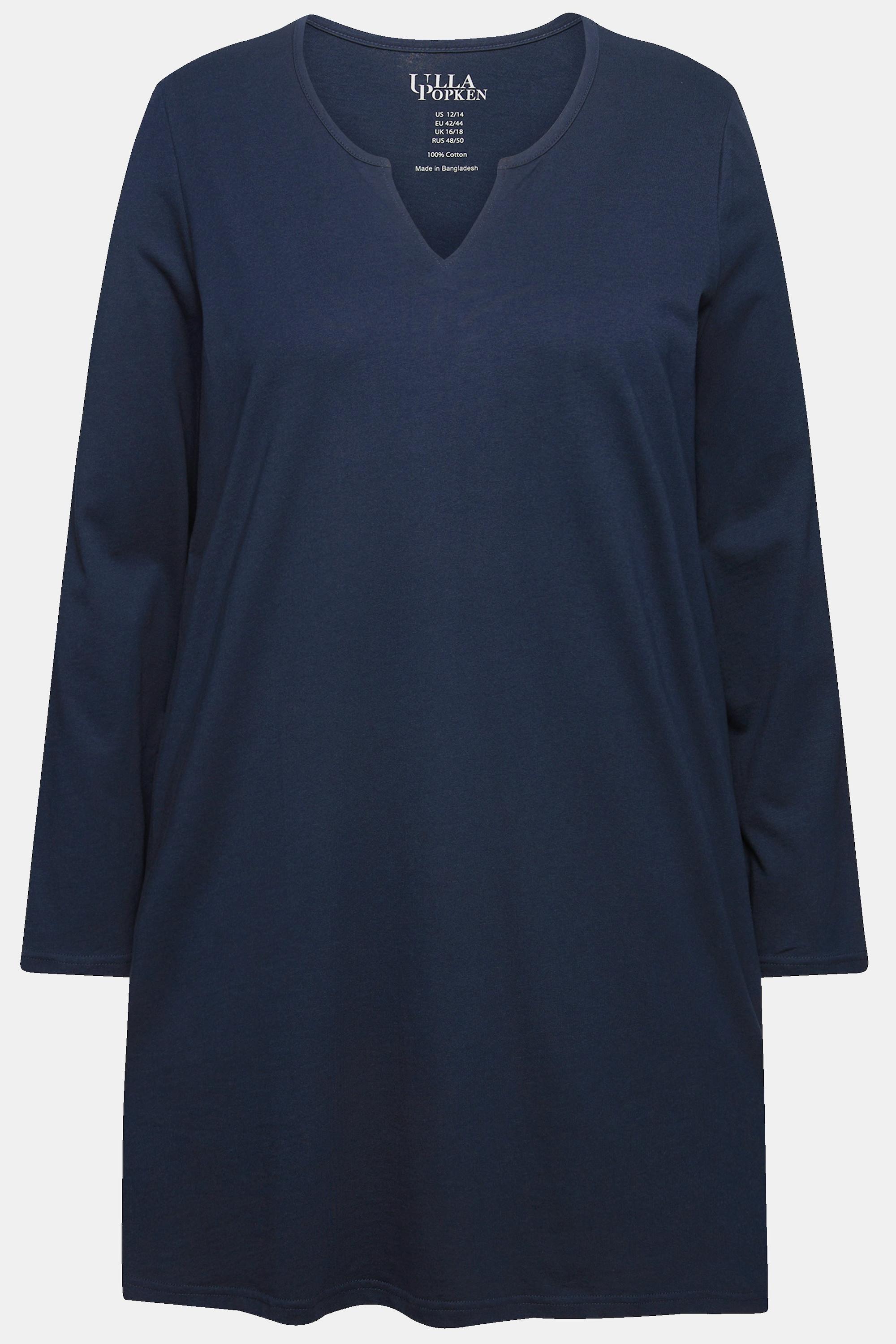 Ulla Popken  Longshirt, A-Linie, Tunika-Ausschnitt, Langarm 