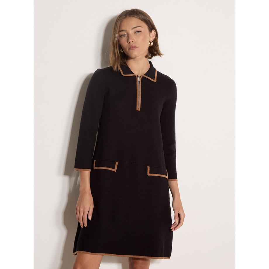Mini-robe patineuse à bordures contrastées