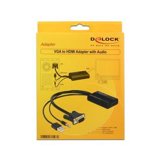 DeLock  DeLOCK 62597 Videokabel-Adapter 0,25 m HDMI Typ A (Standard) VGA (D-Sub) + 3.5mm + USB Type-A Schwarz 