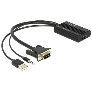 DeLOCK 62597 câble vidéo et adaptateur 0,25 m HDMI Type A (Standard) VGA (D-Sub) + 3.5mm + USB Type-A Noir