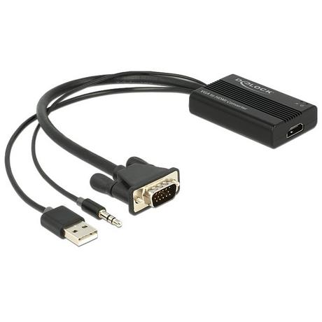 DeLock  DeLOCK 62597 Videokabel-Adapter 0,25 m HDMI Typ A (Standard) VGA (D-Sub) + 3.5mm + USB Type-A Schwarz 