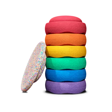 Lot de 6 briques à empiler Rainbow classic + brique à  empiler confettis board, Stapelstein