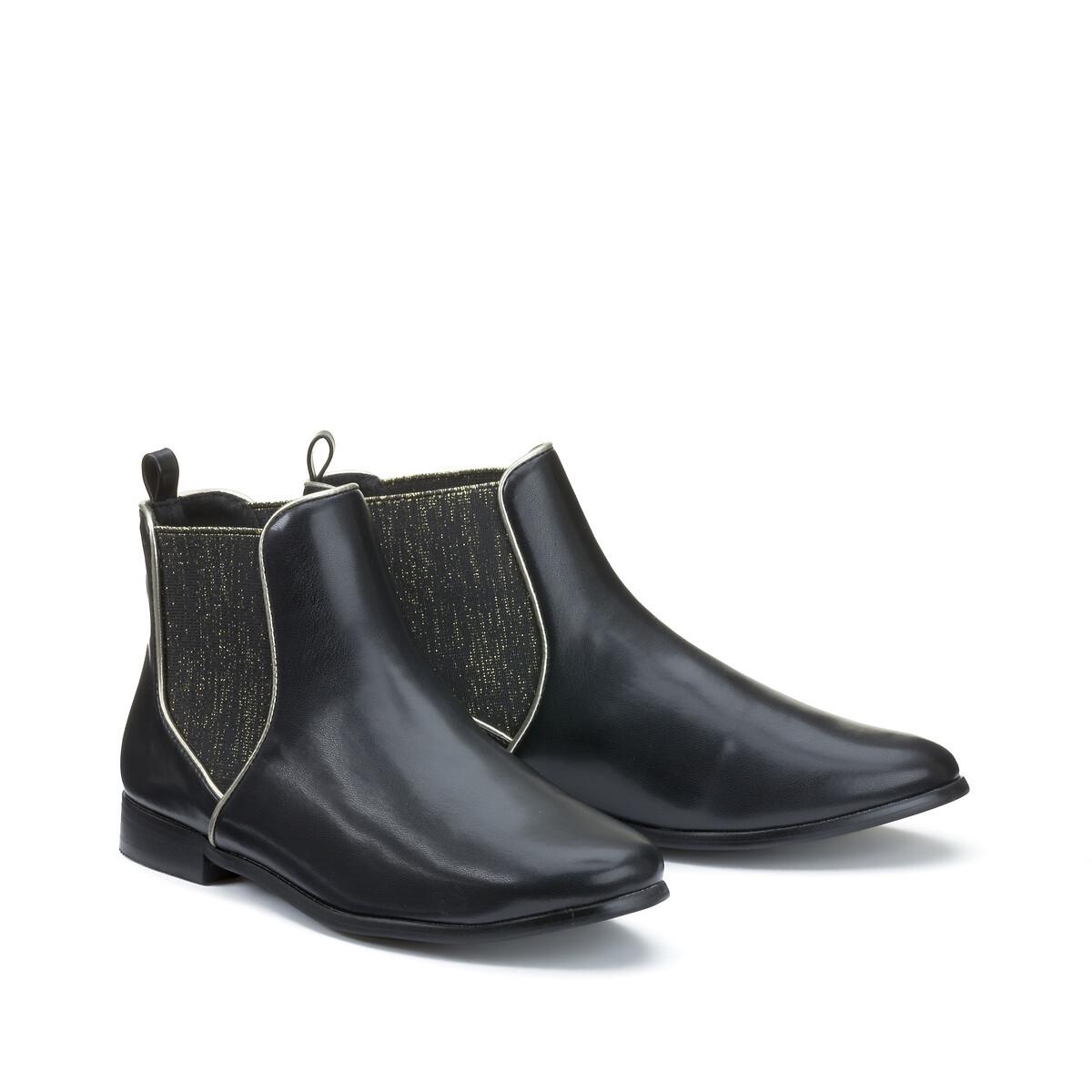 Image of Chelsea-boots Mit Goldfarbenem Dehneinsatz Damen Schwarz 39