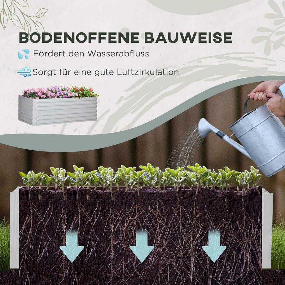 Northio Plate-bande surélevée en acier, parterre de plantes, cadre froid, parterre de jardin, bac à fleurs, enfichable, bac à plantes, pot de fleurs, 180 x 90 x 60 cm pour jardin, balcon, terrasse, potager pour fleurs, plantes, fruits.  