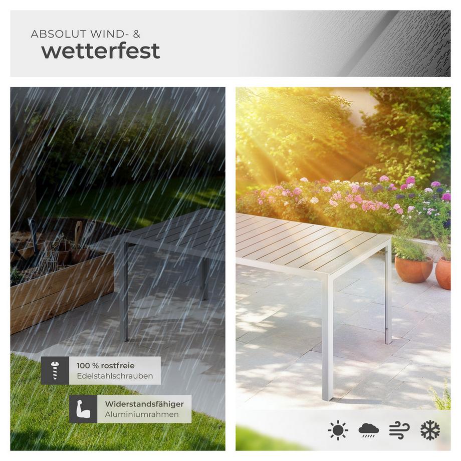 Tectake Gartentisch Bianca aus Aluminium und Kunststoff Oberfläche in Holzoptik  