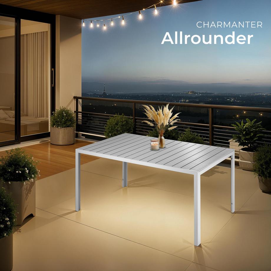 Tectake Gartentisch Bianca aus Aluminium und Kunststoff Oberfläche in Holzoptik  