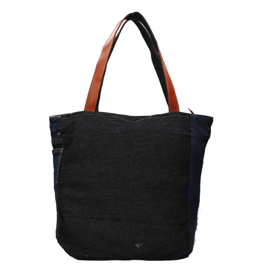 Gave Lux Borsa a tracolla in vera pelle jeans e tela  