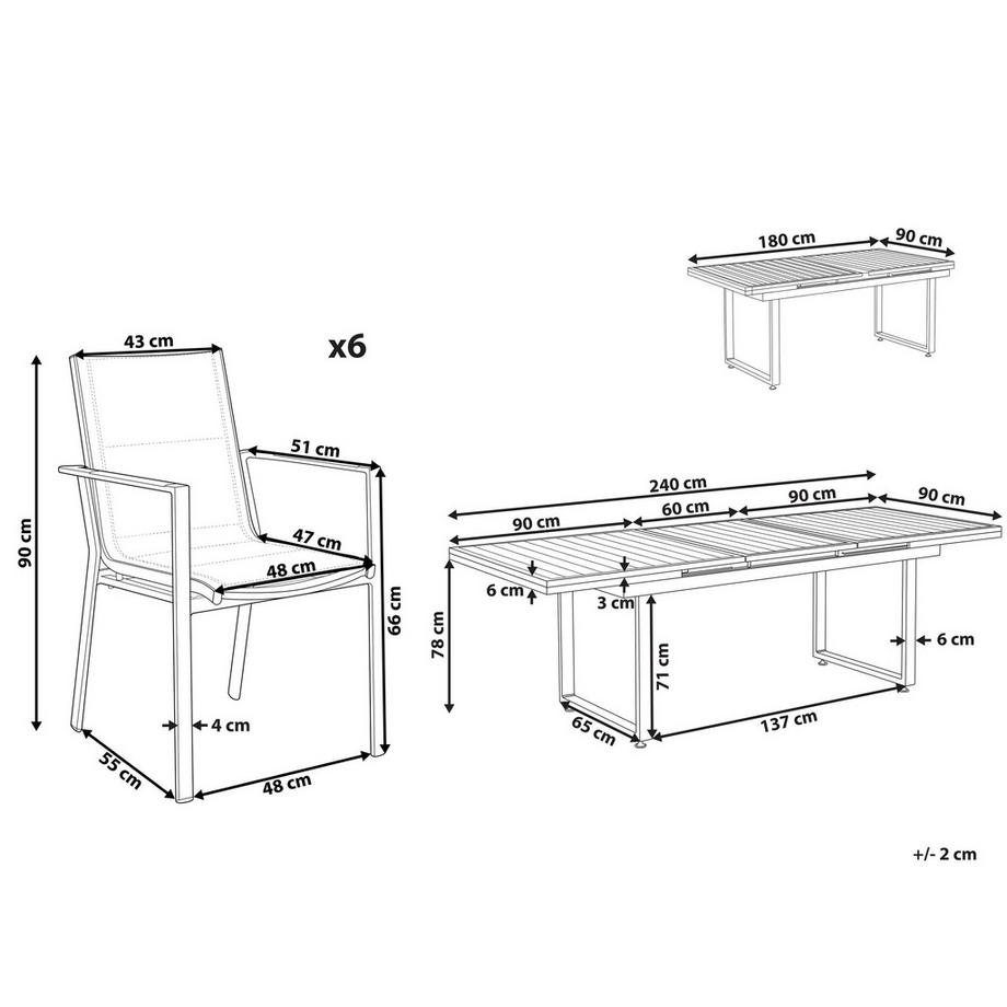 Beliani Garten-Essgruppe für 6 Personen aus Aluminium  VALCANETTO/BUSSETO  