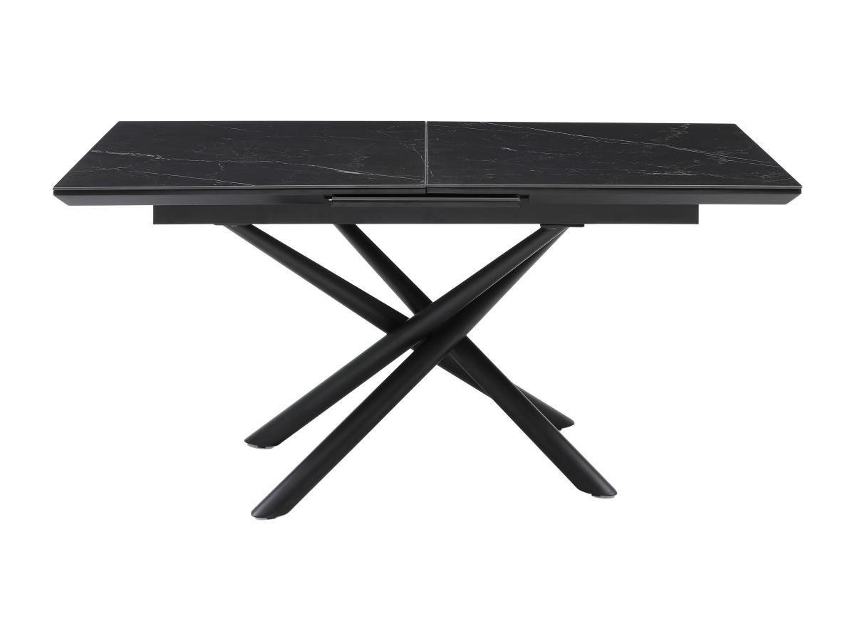 Vente-unique Tavolo da pranzo allungabile da 6 a 8 coperti in MDF, Ceramica e Metallo Effetto marmo Nero - SINAM  