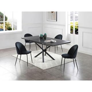 Vente-unique Tavolo da pranzo allungabile da 6 a 8 coperti in MDF, Ceramica e Metallo Effetto marmo Nero - SINAM  