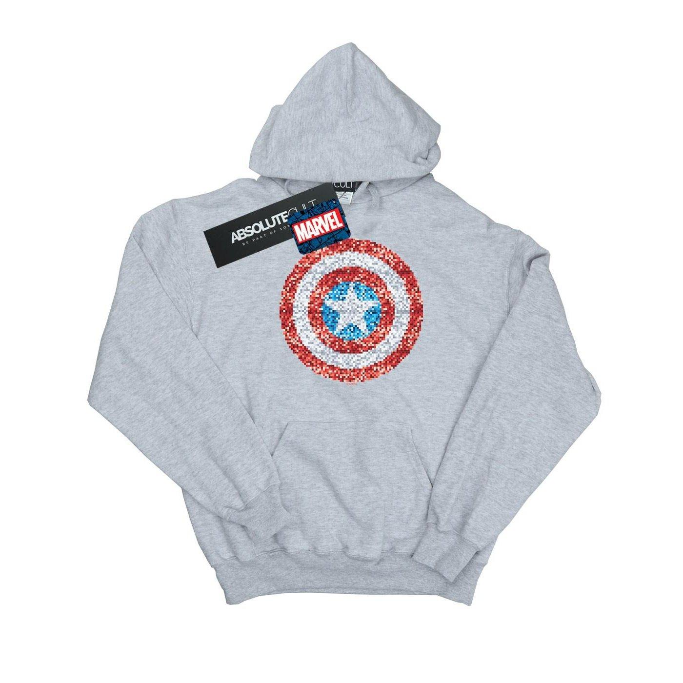 Image of Captain America Pixelated Shield Kapuzenpullover Mädchen Grau 152-158